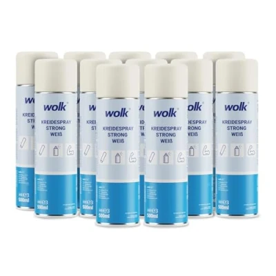 Abbildung von 12x Kreidespray strong weiß 500 ml langhaltende Bodenmarkierungen pflanzenverträglich wasserlöslich temporäre Boden Markierungen bis zu 100m Markierungsweg bei 5cm Strichbreite Spraydose