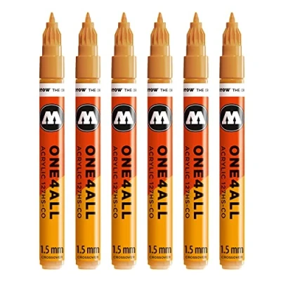 Abbildung von Molotow One4All 127HS CO Acryl Marker (1,5 mm Strichstärke, hochdeckend und permanent, UV beständig, für fast alle Untergründe) 6 Stück Farbe 108 ockerbraun hell