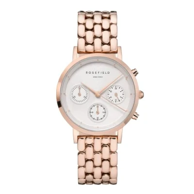 Abbildung von Rosefield Damenuhr The Gabby Roségold 33 mm Rundes Gehäuse mit Weißem Zifferblatt und Roségoldenem Band NWR N91