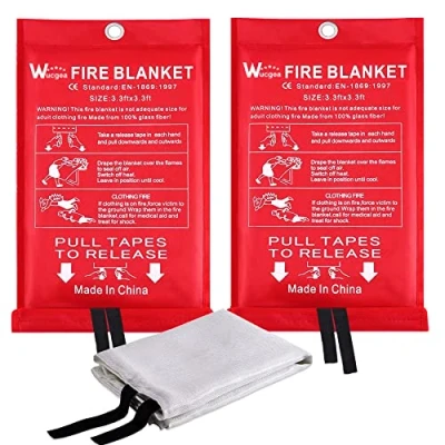 Abbildung von Notstand Löschdecke für küche 2 Packung Feuerlöschdecke DIN EN 1869:1997 Sicherheit Glasfaser Brandschutzdecke Fettbrände Auto Schule Kamin Grill Büro Garage Schweißen Lager 1,0m x