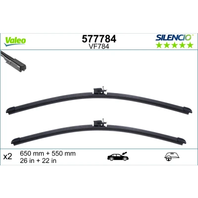 Abbildung von Scheibenwischer Valeo 577784 650, 550mm vorne Flachbalkenwischblatt mit Spoiler für Linkslenker MERCEDES BENZ: GLE, GLE Coupe, GLS
