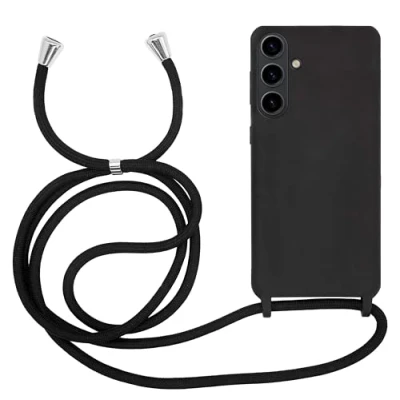 Abbildung von MyGadget Handykette für Samsung Galaxy A55 5G [ Hülle mit verstellbaren Band ] TPU Handyhülle Handyband zum Umhängen Kordel Schnur Case Schutzhülle Schwarz