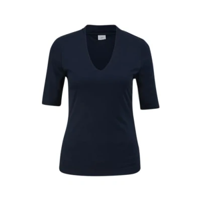 Abbildung von s.Oliver Black Label MIT Vausschnitt Tshirt basic, Damen, Größe: 48, Dark navy