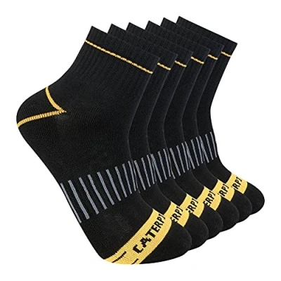 Abbildung von Caterpillar Herren Halb gepolsterte Viertelsocken Quarter Socke, Schwarz (6er Pack), L