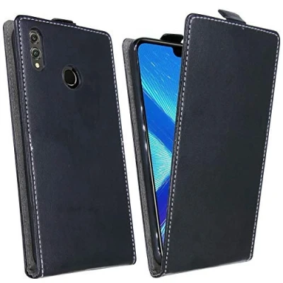 Abbildung von Flip Case kompatibel mit Honor 8X Handy Tasche vertikal aufklappbar Schutzhülle Klapp Hülle Schwarz @cofi1453®