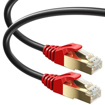 Abbildung von MutecPower 10m CAT 7 Außen Verwendung wasserdicht Direct Burial RJ45 Ethernet Netzwerkkabel SSTP 600 MHz Schwarz 10 Meter mit kabelbinder und klemmen