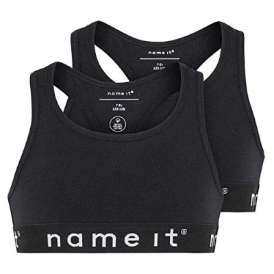 Abbildung von NAME IT Mädchen Nkfshort Top 2p Solid Noos Bustier, Schwarz (Schwarz Black), 146 152 (2er Pack)