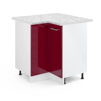 Abbildung von Vicco Eckschrank R Line, Bordeaux Hochglanz/Weiß, 75.6 cm, AP Marmor