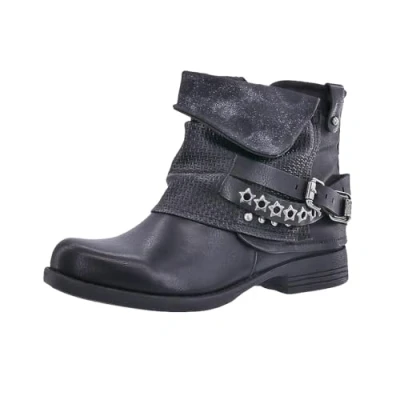 Abbildung von Elara Damen Biker Boots Nieten Stiefeletten Chunkyrayan 344 Black 42