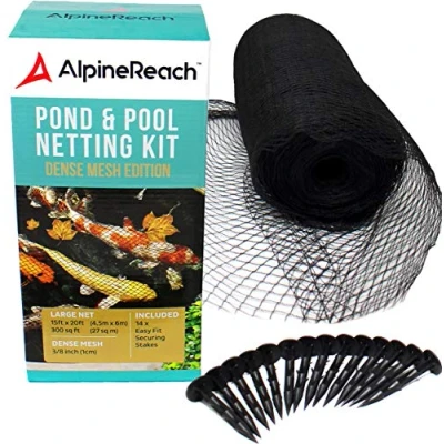 Abbildung von AlpineReach 4,5m x 6m Teichnetz Feinmaschig (10x10mm) Extra Stark Gewebtes Netz, Vogelschutznetz, Vogelnetz, Katzennetz, Schützt Koifische vor Blaureihern, Fischreiher, Vögeln, Blätter, UV beständig