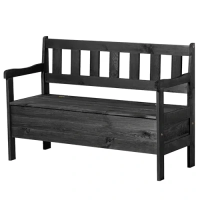Abbildung von KADAX Gartenbank, 120x47x81,5cm Banktruhe aus Einer Holzfaserplatte, Sitz Bank mit Stauraum und Rücklehne, Wetterfeste Holzbank für Garten, Balkon (120cm/Anthrazit)