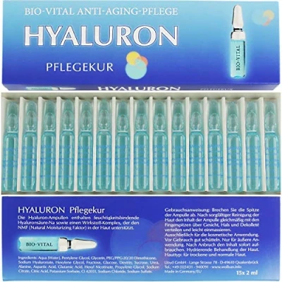 Abbildung von Hyaluron Bio Vital Anti Aging Pflegekur 30 ml hochkonzentrierte Hyaluronsäure, 15 Ampullen á 2 ml, gegen Falten Made in Germany von STREHLER DESIGN