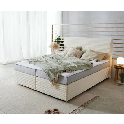 Abbildung von Boxspringbett Dream Well Plüsch Cord Beige 160x200 cm Bonell Matratze PU Topper