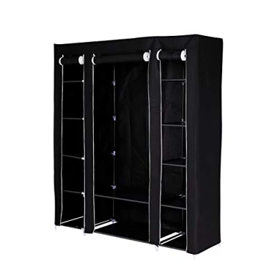 Abbildung von dibea Faltbarer Stoff Kleiderschrank 175x150x45 cm, schwarz