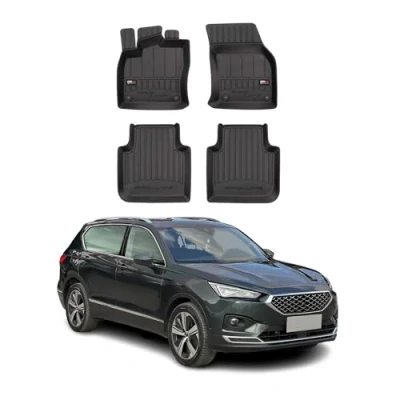 Abbildung von Fußmatten Gummimatten kompatibel mit Seat Tarraco 2018 2023 OMAC Premium 3D Schwarz TPE Gummi