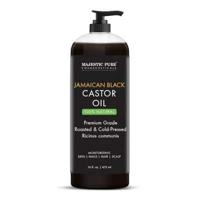 Abbildung von MAJESTIC PURE Jamaikanisches schwarzes Rizinusöl für Haarwachstum und natürliche Hautpflege geröstet kaltgepresst Massage, Kopfhaut, Haare Nägel 16 fl oz
