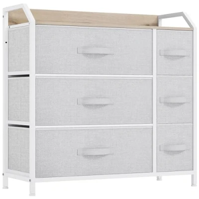 Abbildung von YITAHOME Kommode, 6 Stoffschubladen mit Griffen, Aufbewahrungsschrank, Schubladenschrank, Schrank, Metallgestell, stoffkommode für Schlafzimmer, Wohnzimmer, Flur, Büro, Hellgrau
