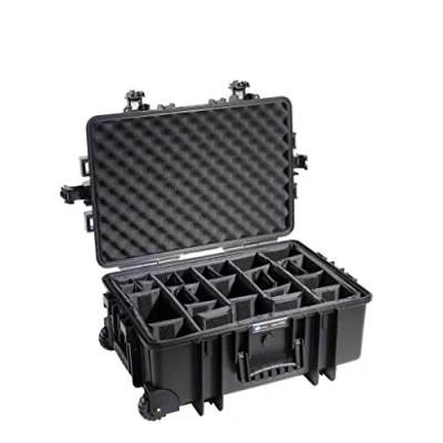 Abbildung von B&amp;W Transportkoffer Outdoor Typ 6700 Schwarz mit variabler Facheinteilung, Trolley Koffer, ideal auf Tour wasserdicht nach IP67 Zertifizierung, staubdicht, bruchsicher und unverwüstlich