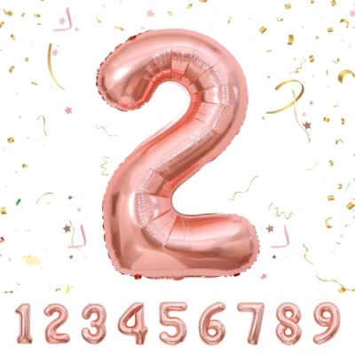 Abbildung von Geburtstag zahlen luftballon 2 jahre Roségold Folienballon XXL Riesen in 40&quot; 101cm Geburtstagsdeko Ballon Zahl Deko zum .Fliegt mit Helium