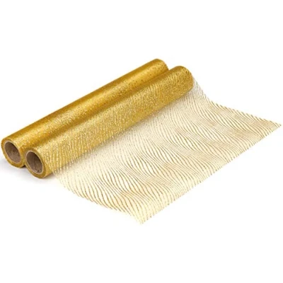 Abbildung von com four® 2X Tischband zur Dekoration für Weihnachten und Hochzeiten goldfarbener Tischläufer mit verschiedenen Mustern [Auswahl variiert]