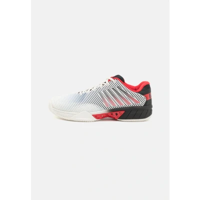 Abbildung von K SWISS Hypercourt Express 2 HB Tennisschuh für Sandplätze, Herren, Größe: 44.5, White/limo red Textil/synthetik