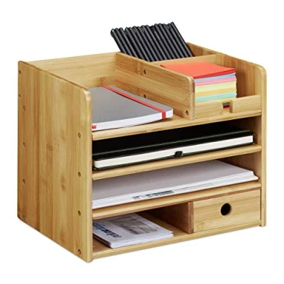 Abbildung von relaxdays Organizer Schreibtisch Bambus
