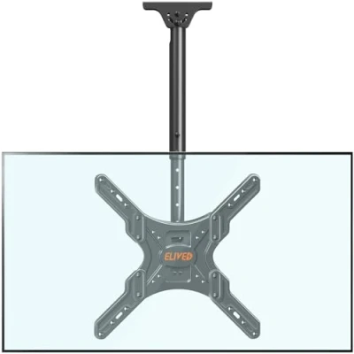 Abbildung von ELIVED TV Deckenhalterung für die meisten 24 65 Zoll Flach &amp; Curved Fernseher bis zu 45KG, max. VESA 400x400mm, Höhenverstellbare Halterung Flachdach oder Schrägdach, EV3015