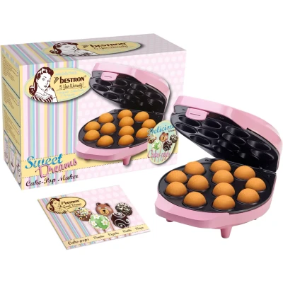 Abbildung von bestron Cakepop Maker &quot;DCPM12 Sweet Dreams&quot;, 700 W, im Retro Design, Antihaftbeschichtung, Rosa