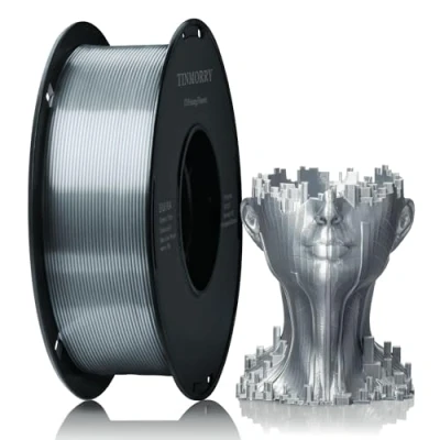 Abbildung von Silk PLA Filament 1,75mm, TINMORRY 3D Drucker 1kg spool, Seide silber