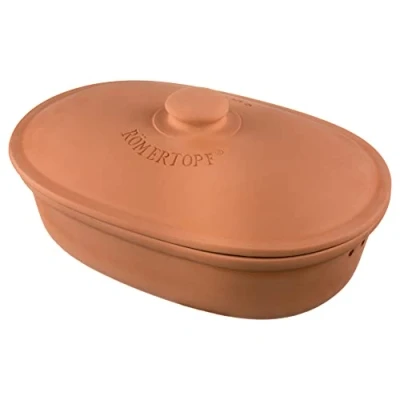 Abbildung von RÖMERTOPF Vorratsdose Römertopf Brottopf oval MAXI 6,5 Liter Keramik Brotkasten Weiß, Keramik, (Brottopf &amp; Deckel)