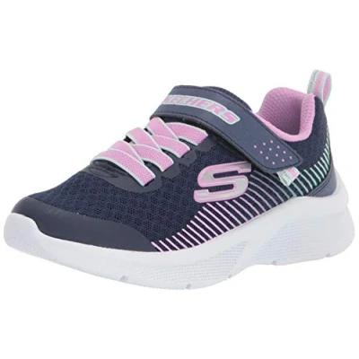 Abbildung von Skechers Mädchen Microspec Sneaker, Navy Mesh Lavender &amp; Mint Trim, 29 EU