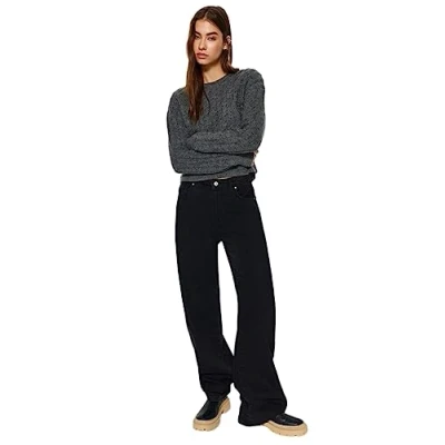 Abbildung von Trendyol Damen Regular fit Basic Crew Neck Knitwear Sweater Pullover, Anthracite,