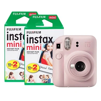 Abbildung von Fujifilm instax Mini 12 Sofortbildkamera mit 40 Aufnahmen, Blütenrosa