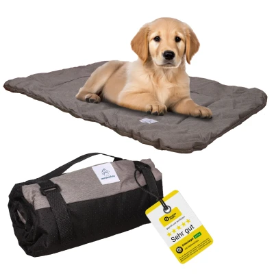 Abbildung von Wanderpfote Hundedecke für Unterwegs, 75 x 50cm Waschbar, Orthopädisch, Wasserdicht Hochwertiges Design Outdoor, Hundematte Auto (Braun, Größe M)