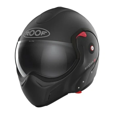 Abbildung von ROOF Helm Boxxer 2 Mattschwarz Größe XXL Helder Vizier Klapphelme Ratsche Kunststoff geeignet für Moped, Motorrad, Mofa, Roller