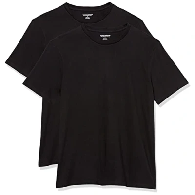 Abbildung von Amazon Essentials Herren T Shirt mit kurzen Ärmeln und Rundhalsausschnitt in schmaler Passform, 2er Pack, Schwarz, XXL