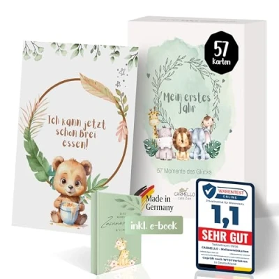 Abbildung von Carmello Meilensteinkarten Baby I Boho bezaubernde Illustrationen Meilenstein Karten Geschenk zur Geburt Mein erstes Jahr 57Karten inkl. Geschenkbox