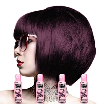 Abbildung von Crazy Color Haartönung 4er Pack 100ml (Aubergine Violett)
