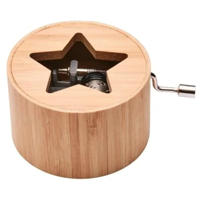 Abbildung von Spieluhr aus Bambus mit dem Winterlied: Jingle Bells (Mini Drehorgel, Spieldose, Musik Box)