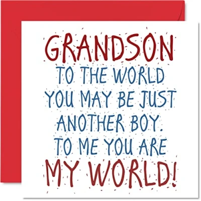 Abbildung von Schöne Geburtstagskarten für Enkelsohn &quot;You Are My World&quot; Geburtstagskarte von Großeltern, Enkelsohn, Geburtstagsgeschenke, 145 mm x mm, Grußkarten, Geschenk Jungen