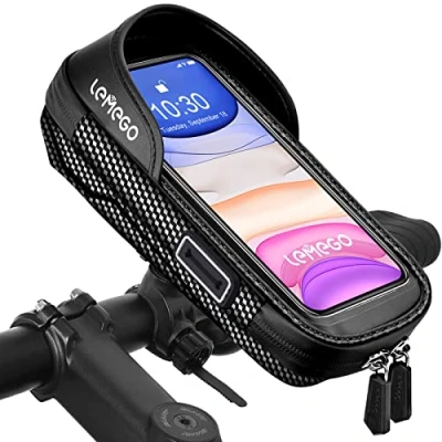Abbildung von LEMEGO Wasserdicht Handyhalterung Handyhalter Fahrrad Motorrad Bike Lenkertasche Halterung Fahhradlenkertasche Rahmentasche Fahhradtasche 360Drehbarem Für 7 Zoll Handys GPS Navi Andere Geräte
