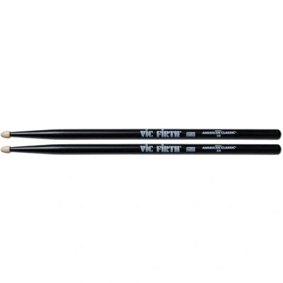 Abbildung von Vic Firth 5B American Hickory Wood Tip Drumstick Black Finish