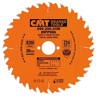 Abbildung von CMT ORANGE TOOLS 290.200.24M HANDKREISSÄGEBLATT LÄNGSSCHNITT 200X2.8X30 Z=24 10 WECHSELZAHN