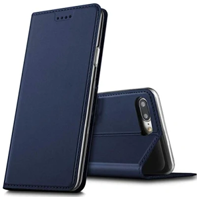 Abbildung von Verco Handyhülle für iPhone 8 Plus, Premium Handy Flip Cover Apple 7/8 Plus Hülle [integr. Magnet] Book Case PU Leder Tasche (5,5 Zoll), Blau