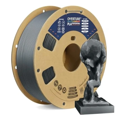 Abbildung von OVERTURE PLA Plus (PLA+) Filament 1,75 mm, professionelle Festigkeit, 1kg (2,2 lbs), Maßgenauigkeit +/ 0,02 für 3D Drucker (Space Grau)