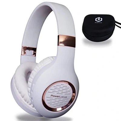 Abbildung von PowerLocus Bluetooth Kopfhörer Over Ear, Kabellose Faltbarer mit Mikrofon,Hi Fi Stereo tiefer Bass,weicher Ohrenschützer kabelloses &amp; kabelgebundenes Headset für Handy,Tablet,PC Rose Gold