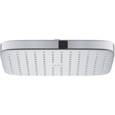 Abbildung von GROHE Vitalio Comfort 250 Kopfbrause 1 Strahlart (9,5 l/min Durchflusskonstanthalter, Antikalk System, Kugelgelenk mit Drehwinkel, Chromoberfläche), chrom, 26695000, eckig