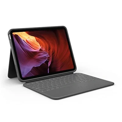 Abbildung von Logitech Rugged Folio Hülle Apple iPad 2022 Grau Qwerty