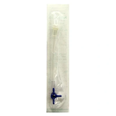 Abbildung von Discofix Dreiwegehahn blau mit 10 cm Schlauch