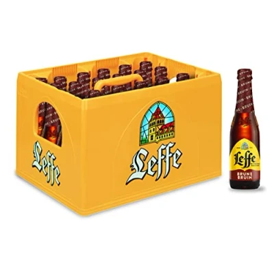 Abbildung von Leffe Brune Flaschenbier, MEHRWEG im Kasten, Dunkles Abteibier Bier aus Belgien (24 x 0.33 l)
